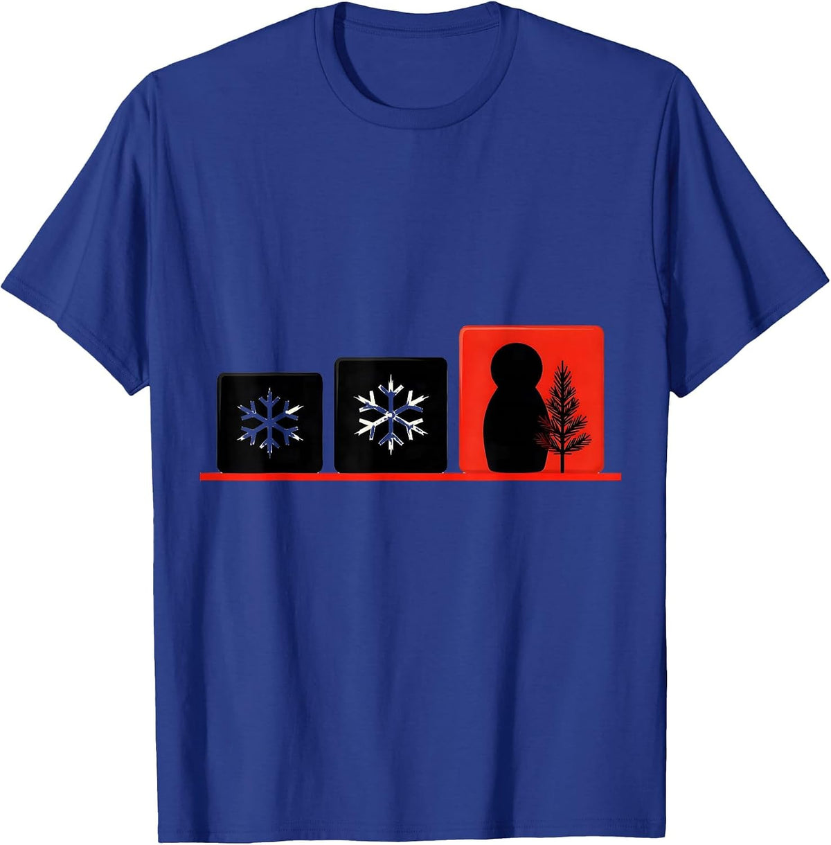 Geometric Calendar Nesting Doll Winter Russian Heritage T-Shirt - Royal Blue