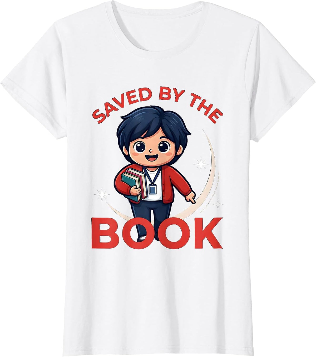 SAVED BY THE BOOK Funny School Librarian Teacher Gift T-Shirt - White