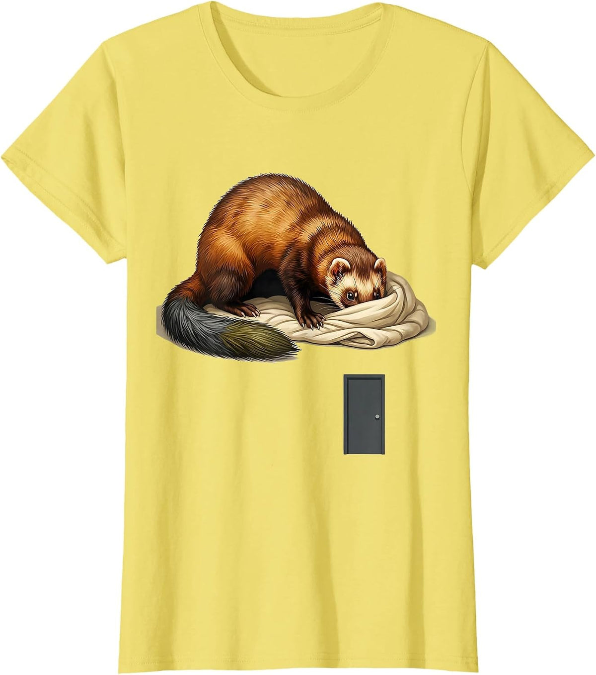 Ferret Blanket Fort Midcentury Modern Funny Gift T-Shirt - Lemon Yellow