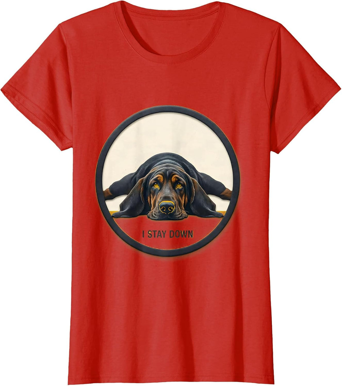 Women's I Stay Down Funny Basset Hound Dog Lover Gift For Dad T-Shirt - Red
