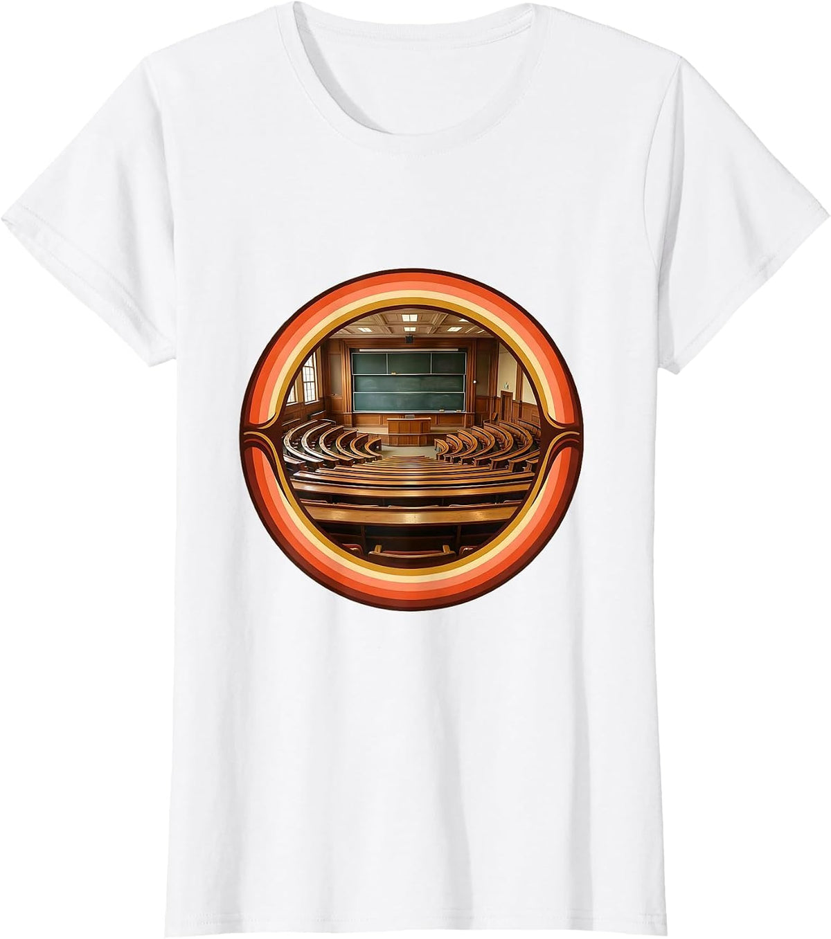 Vintage College Lecture Hall Illustration T-Shirt - White