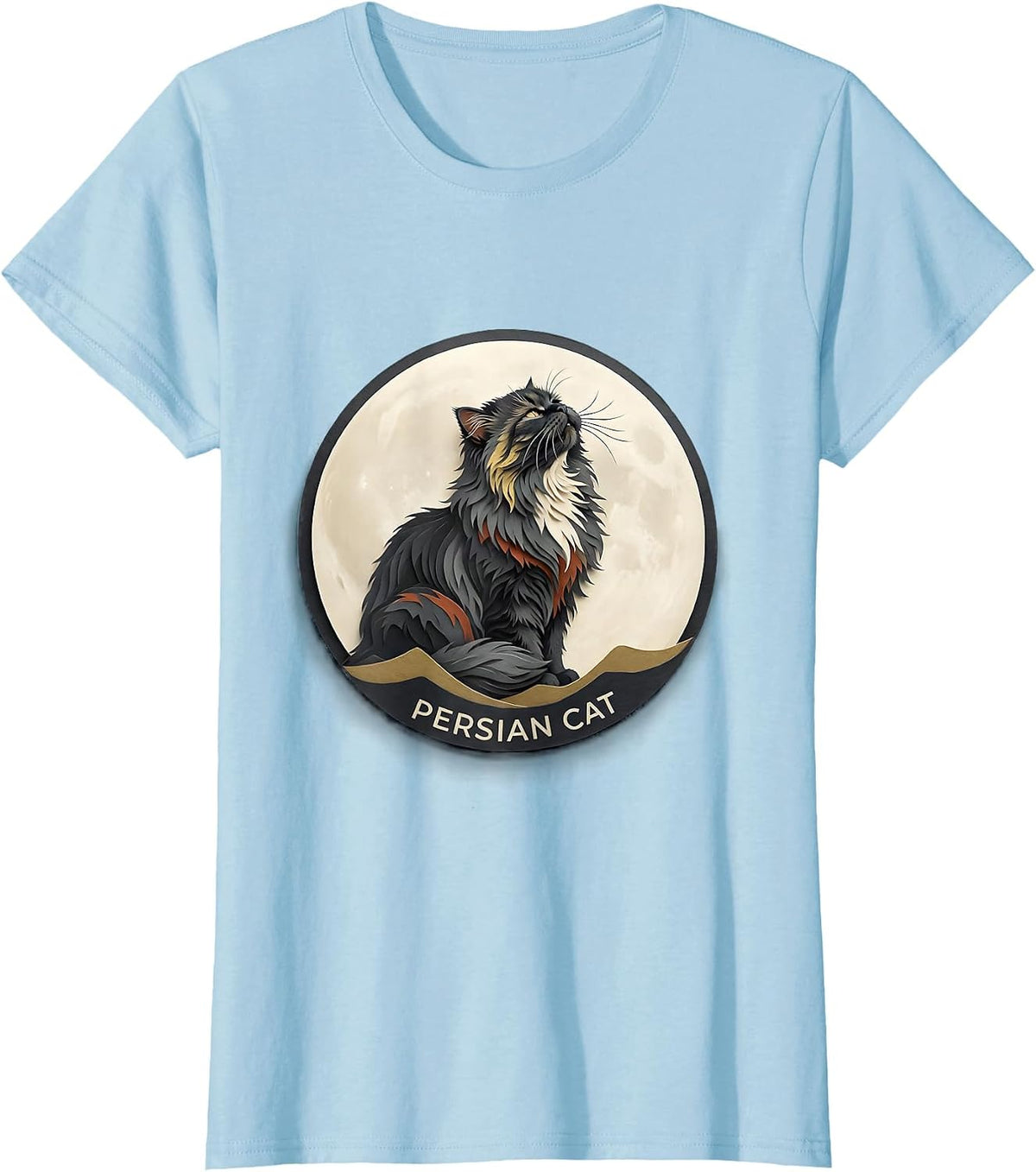 Persian Cat Whimsical Nostalgic Fantasy Breed Portrait T-Shirt - Baby Blue