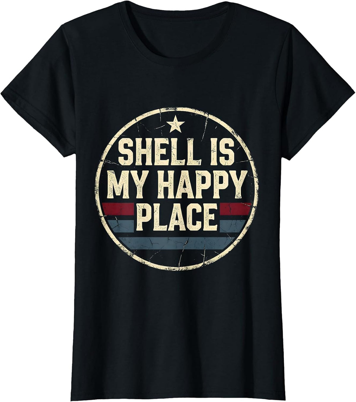 Shell Is My Happy Place Turtle Lover Design T-Shirt - Black