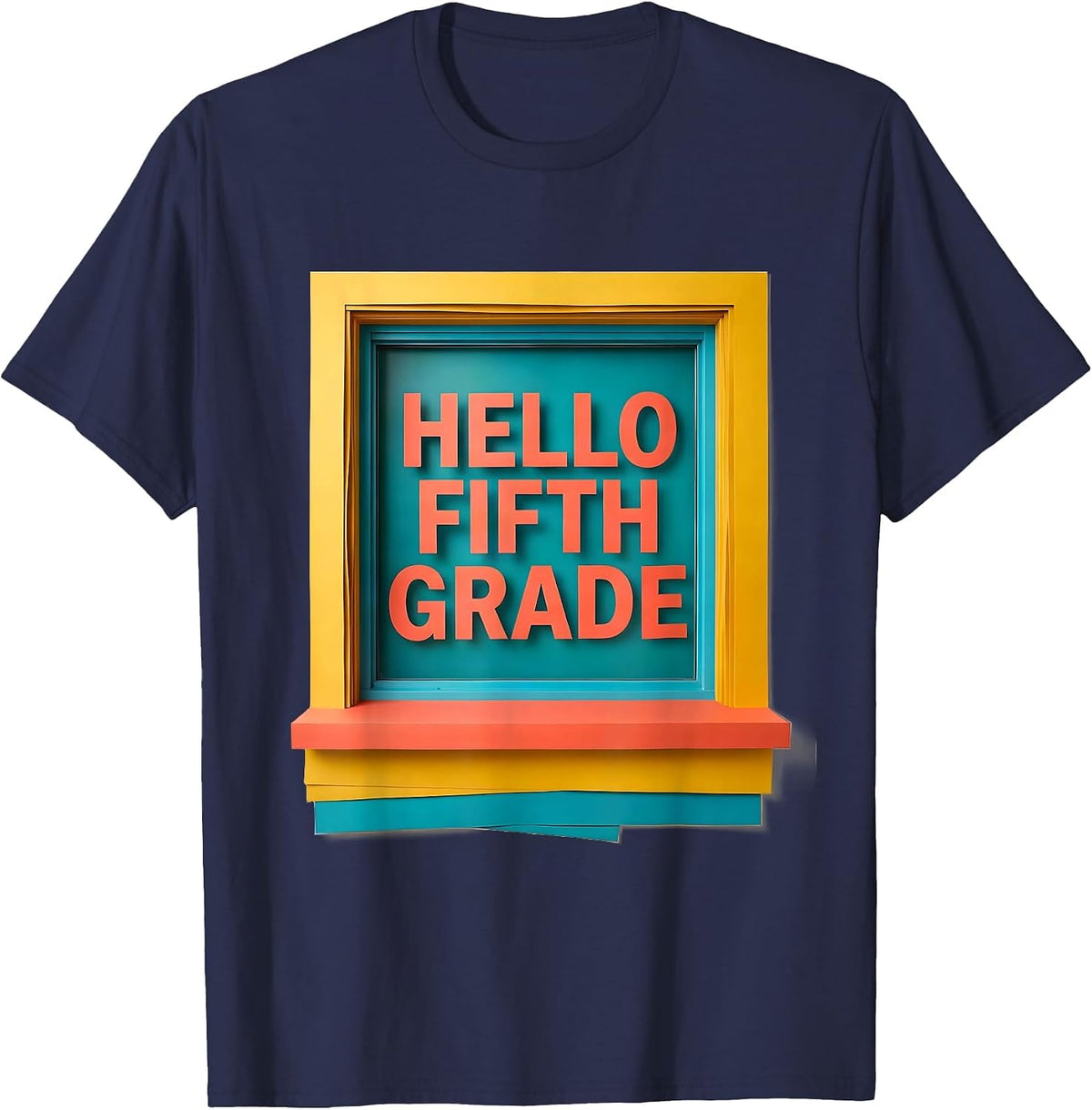 Hello Fifth Grade Back To School Classroom Kids Teacher T-Shirt - Navy Blue