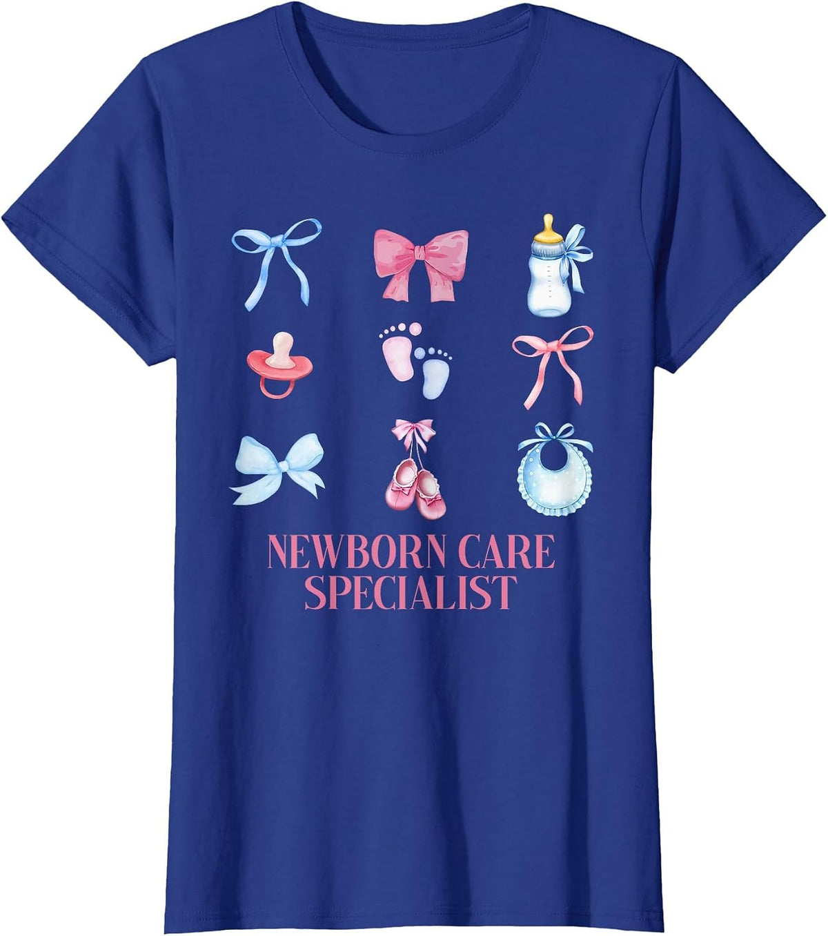 Coquette NCS Newborn Care Specialist Mother Baby Nurse T-Shirt - Royal Blue