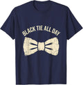 Black Tie All Day Tuxedo Graphic Design T-Shirt - Navy Blue