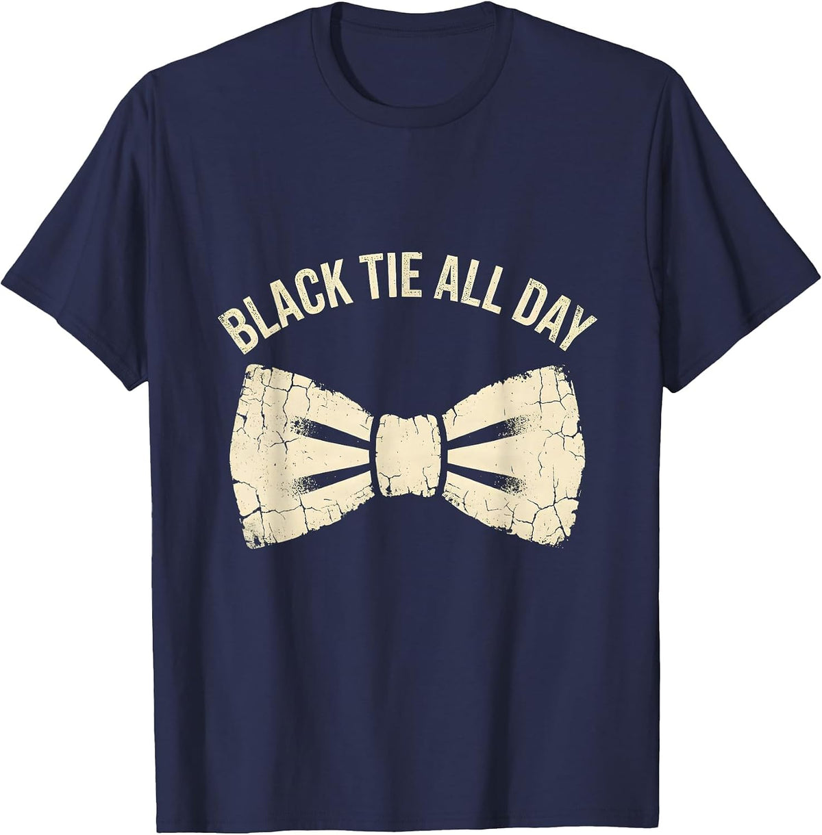 Black Tie All Day Tuxedo Graphic Design T-Shirt - Navy Blue