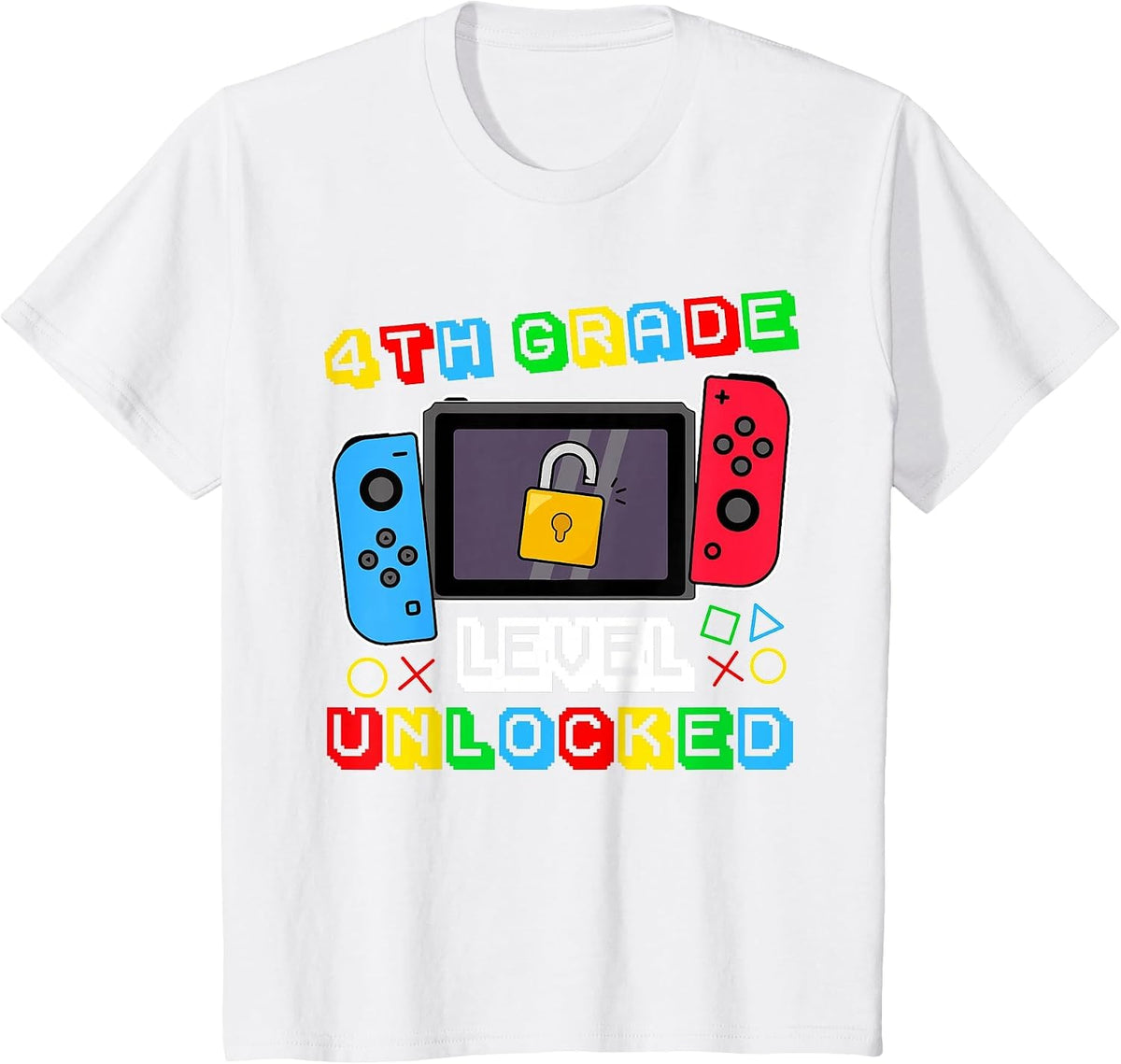 4th Grade Level Unlocked Gamer Back to School Boy T-Shirt - White