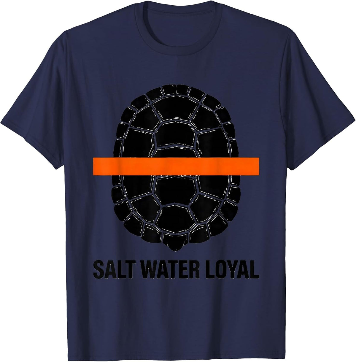Men's Salt Water Loyal Brutalist Sea Turtle Ocean Animal Lover T-Shirt - Navy Blue