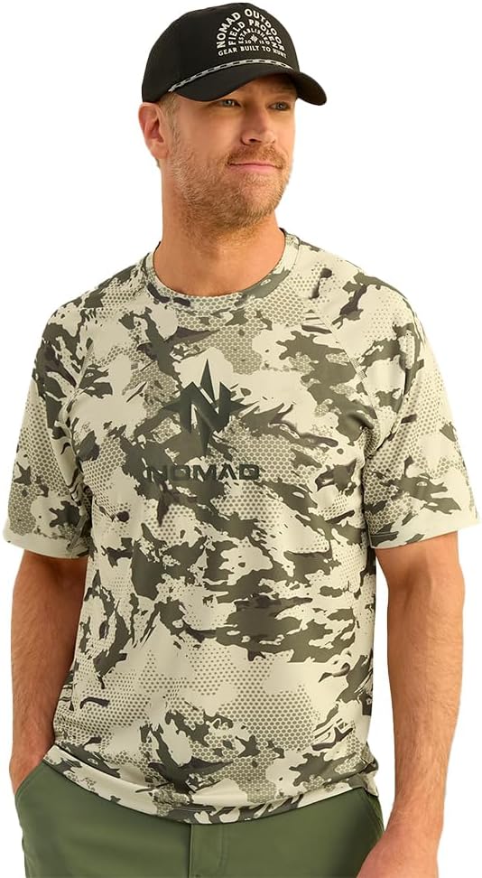 Nomad Men's Mirage Long Sleeve Crew, Performance Hunting Shirt - Moss 2.0