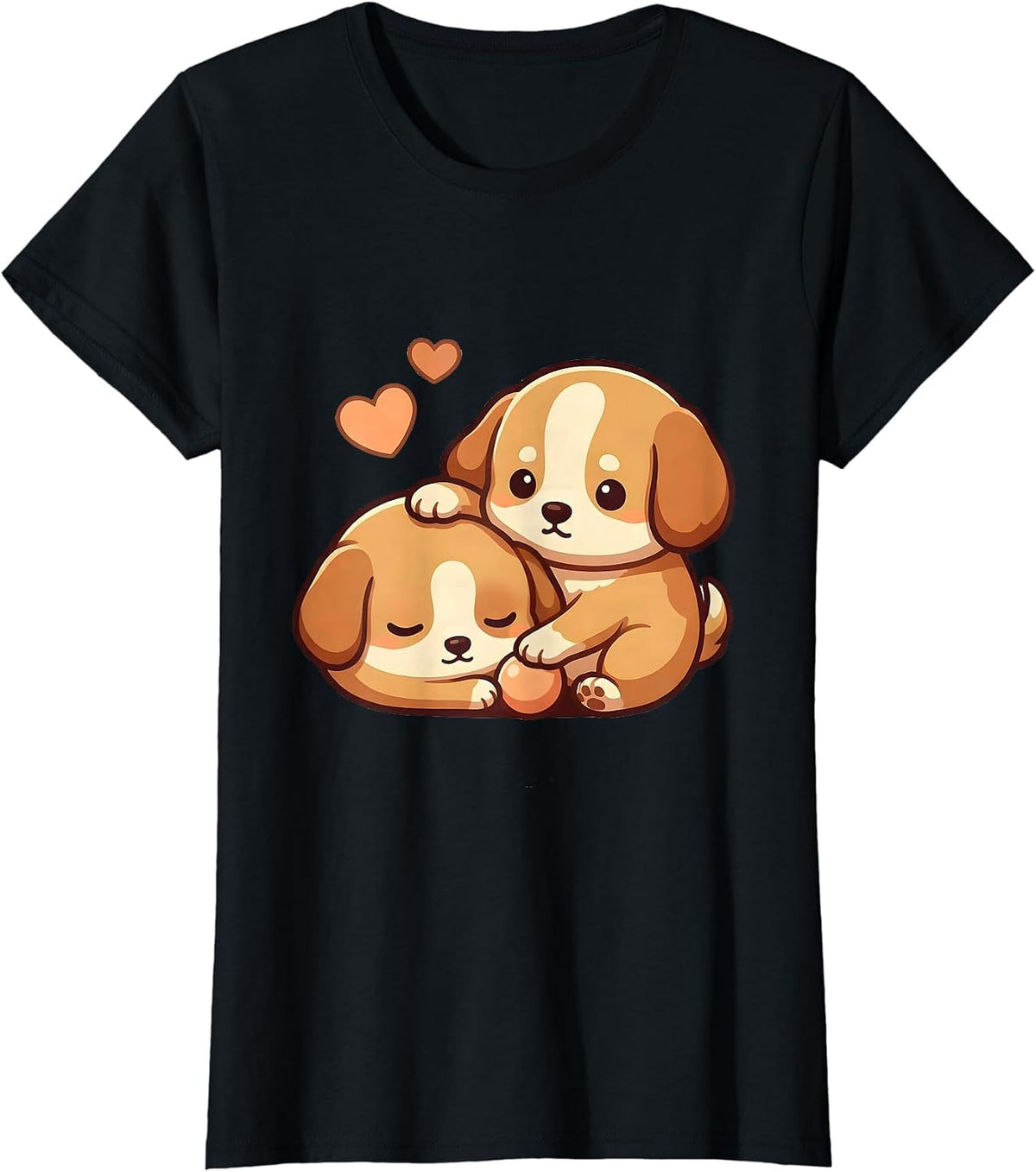 Cute Kawaii Puppies Neko Funny Dog Lover Gift T-Shirt - Black