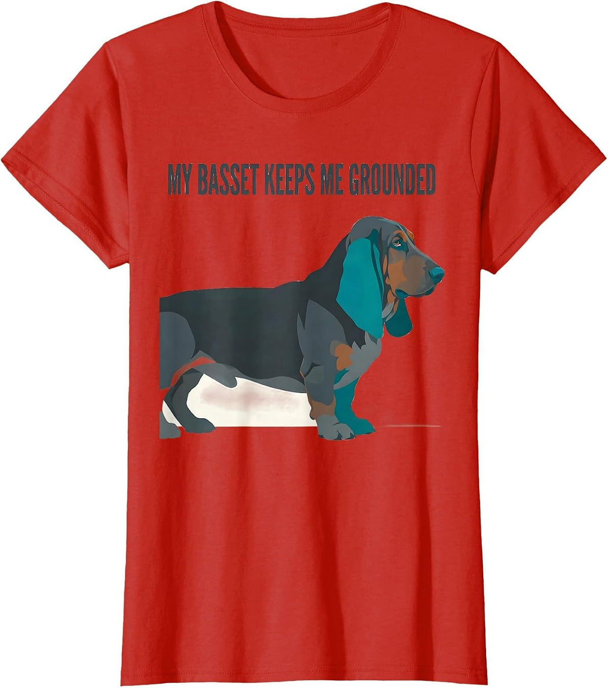 My Basset Keeps Me Grounded Funny Basset Hound Dog Lover T-Shirt - Red
