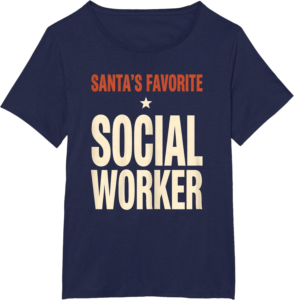 Women's Santa's Favorite Social Worker Funny Social Worker Gift T-Shirt - Navy Blue