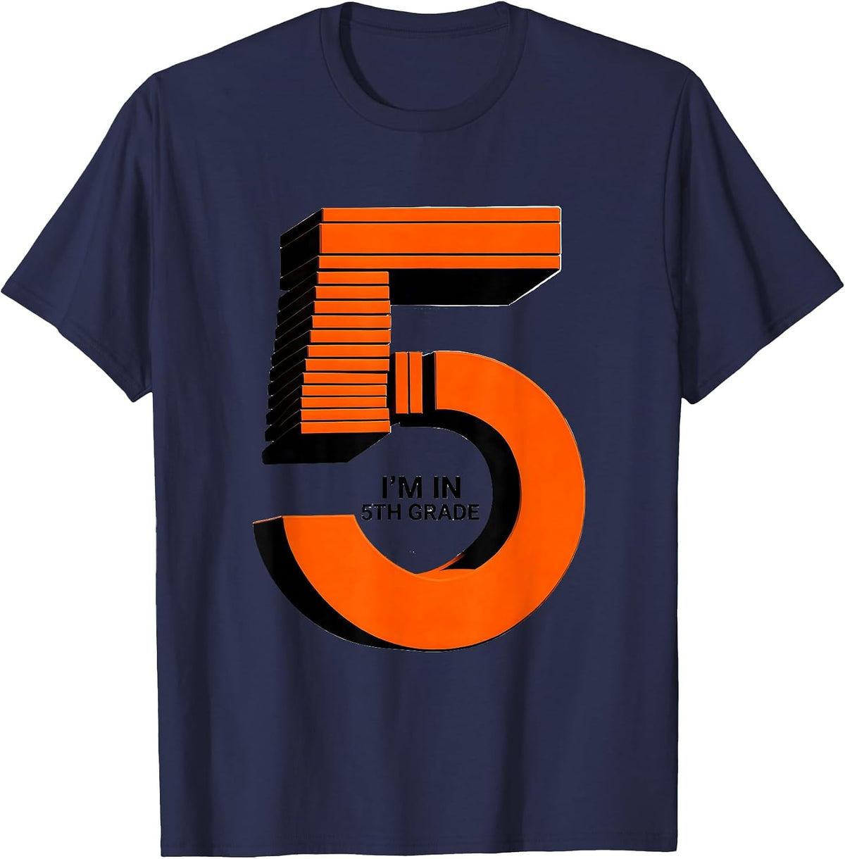 Men's I'm In 5th Grade Geometric Back To School Teacher Student T-Shirt - Navy Blue