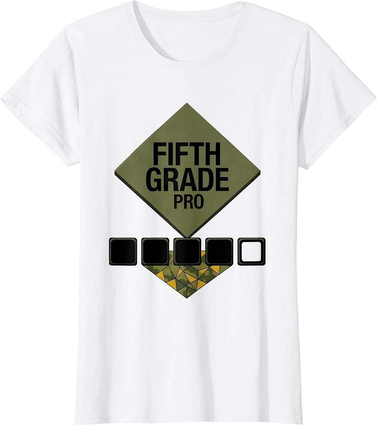 Fifth Grade Pro Camo Back To School Boys Teachers T-Shirt - White