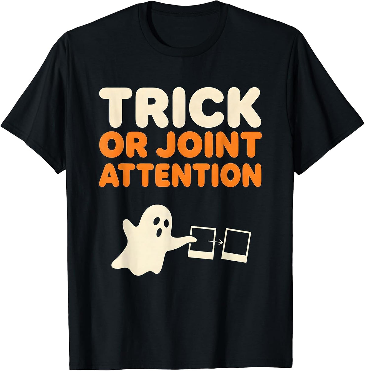 Men's Trick Or Joint Attention Funny SLP Ghost Speech Therapy T-Shirt - Black