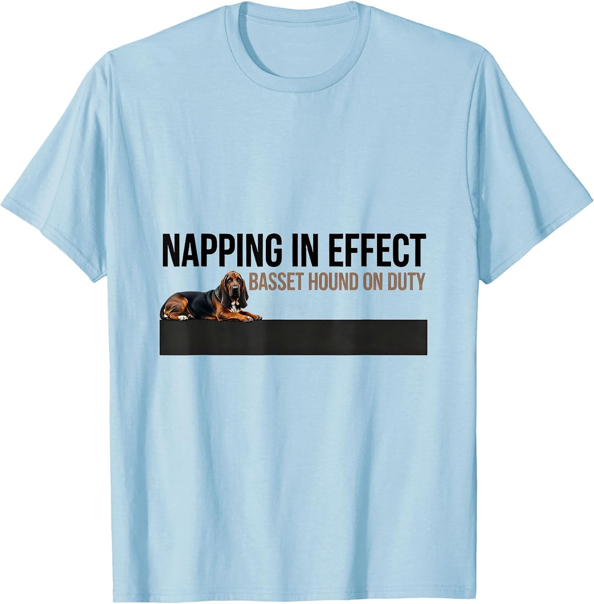 Men's Napping In Effect Basset Hound On Duty Official Sleepshirt T-Shirt - Baby Blue