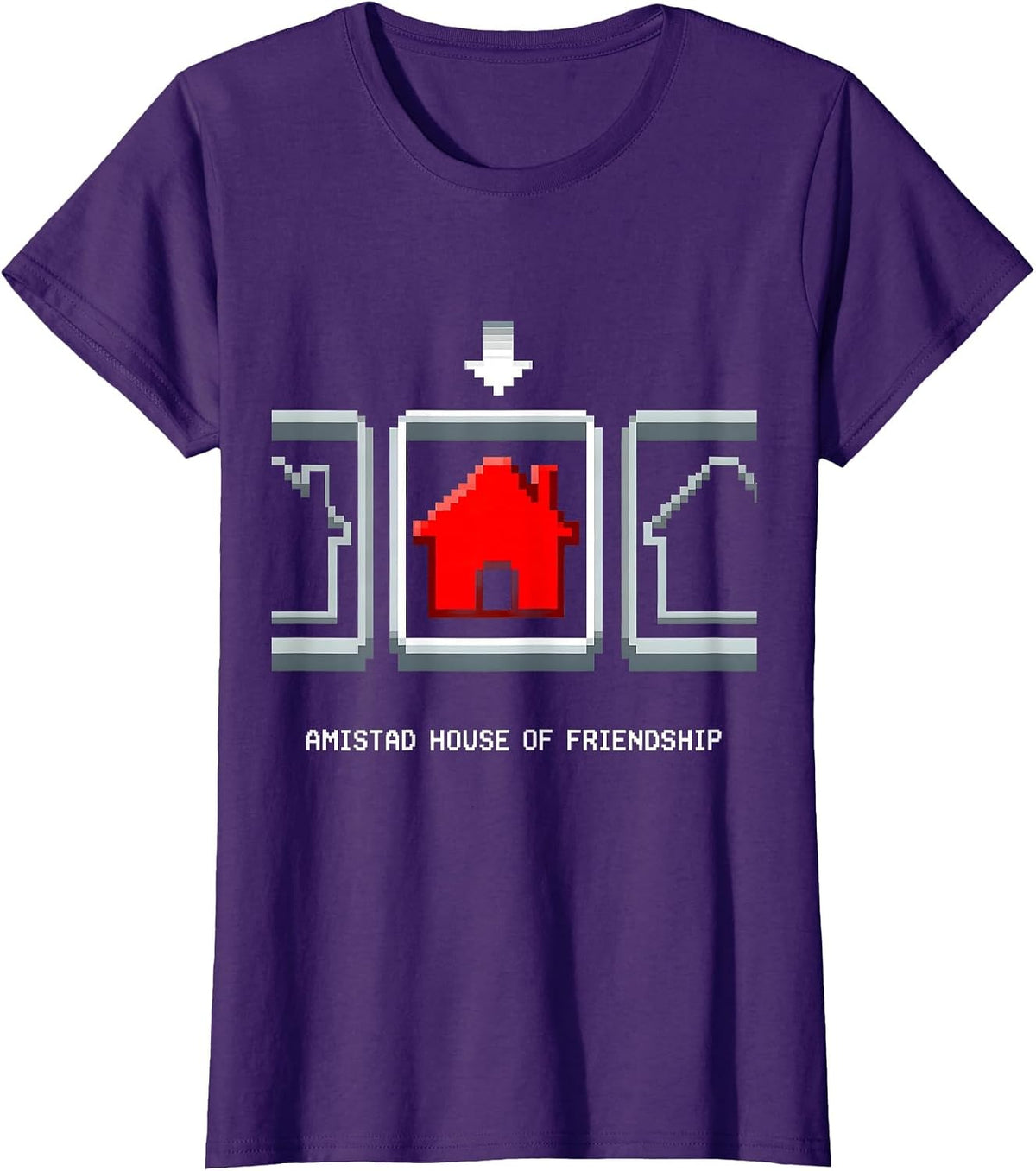 Amistad House of Friendship Retro Pixel Art School Spirit T-Shirt - Purple