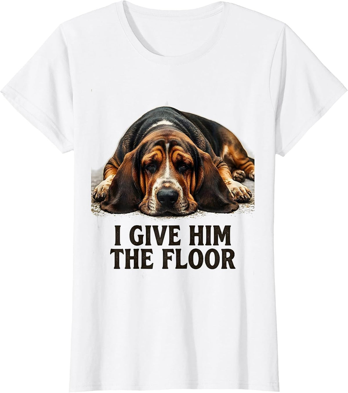 I Give Him The Floor Vintage Funny Basset Hound Dog Lover T-Shirt - White