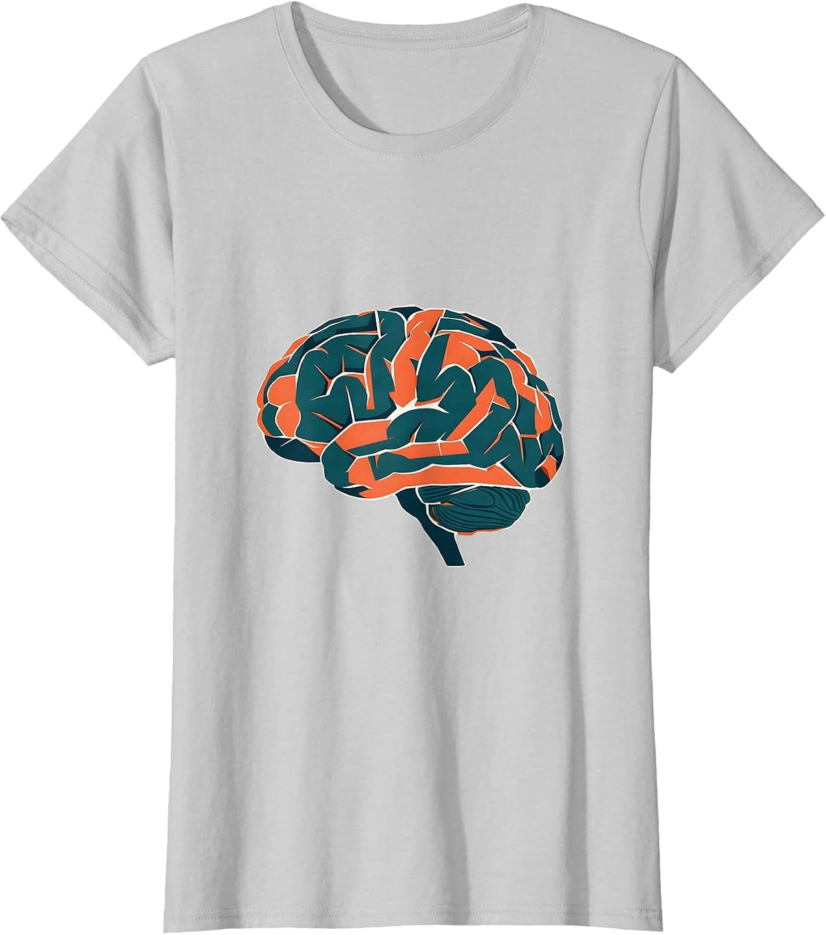 Autism Awareness Geometric Brain Art Design T-Shirt - Silver Grey