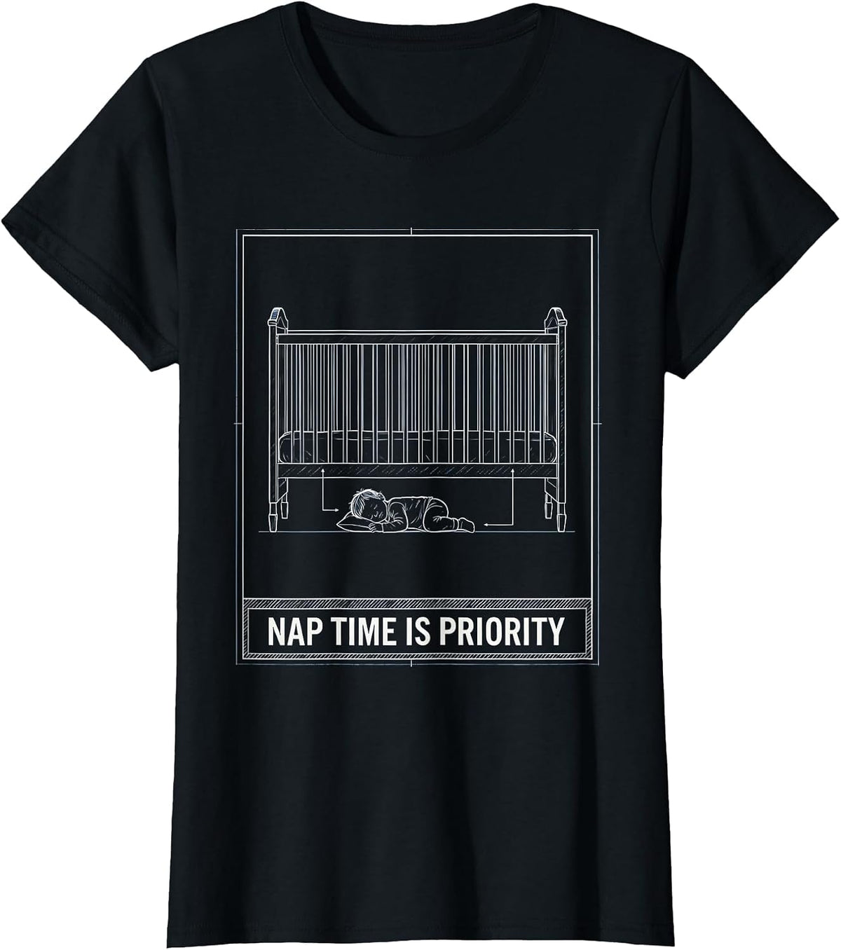 Nap Time Is Priority Funny Daycare Teacher Infant Care Humor T-Shirt - Black