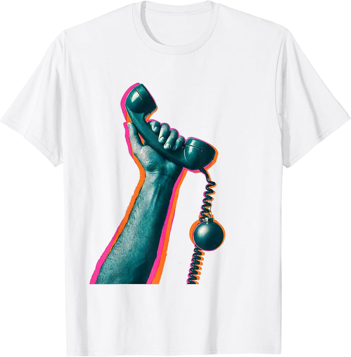 Blank Telephone Receiver Social Worker Christmas Party Humor T-Shirt - White