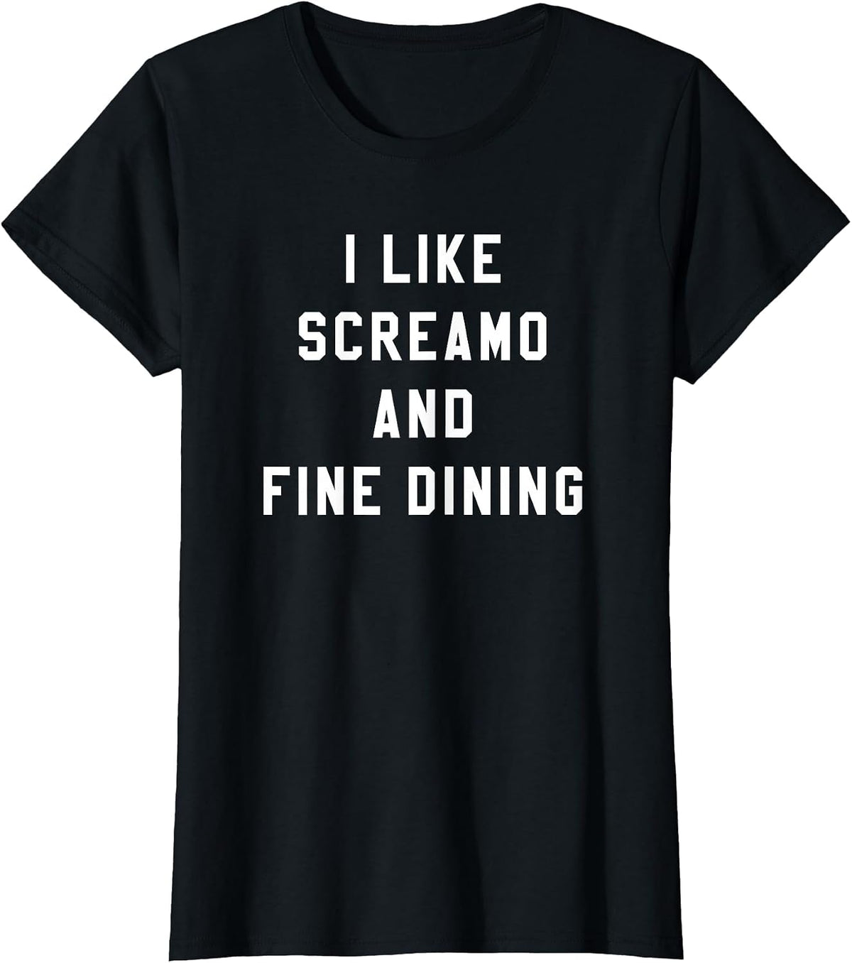 I Like Screamo and FINE Dining Funny Emo Goth Punk Music T-Shirt, Women, Black, X-Large - As Pictured