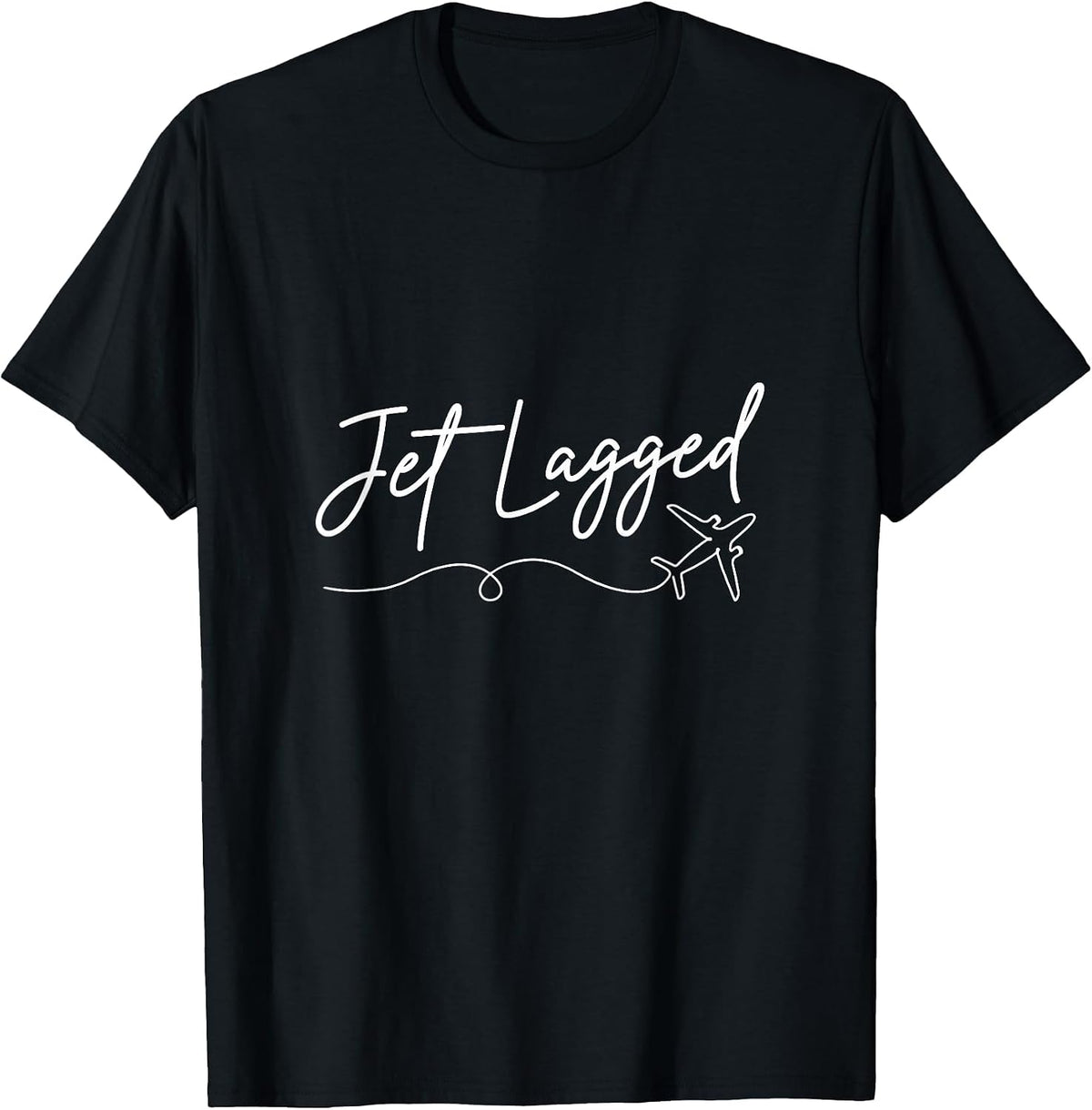 Flight Attendant Jet Lagged Stewardess Aviation Graphic T-Shirt - Black