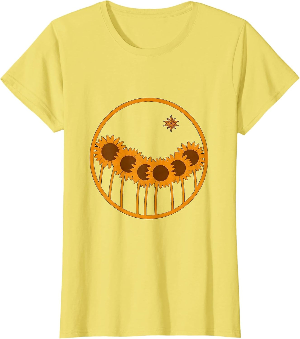 Sunflower Field Gazing at a Distant Star T-Shirt - Lemon Yellow