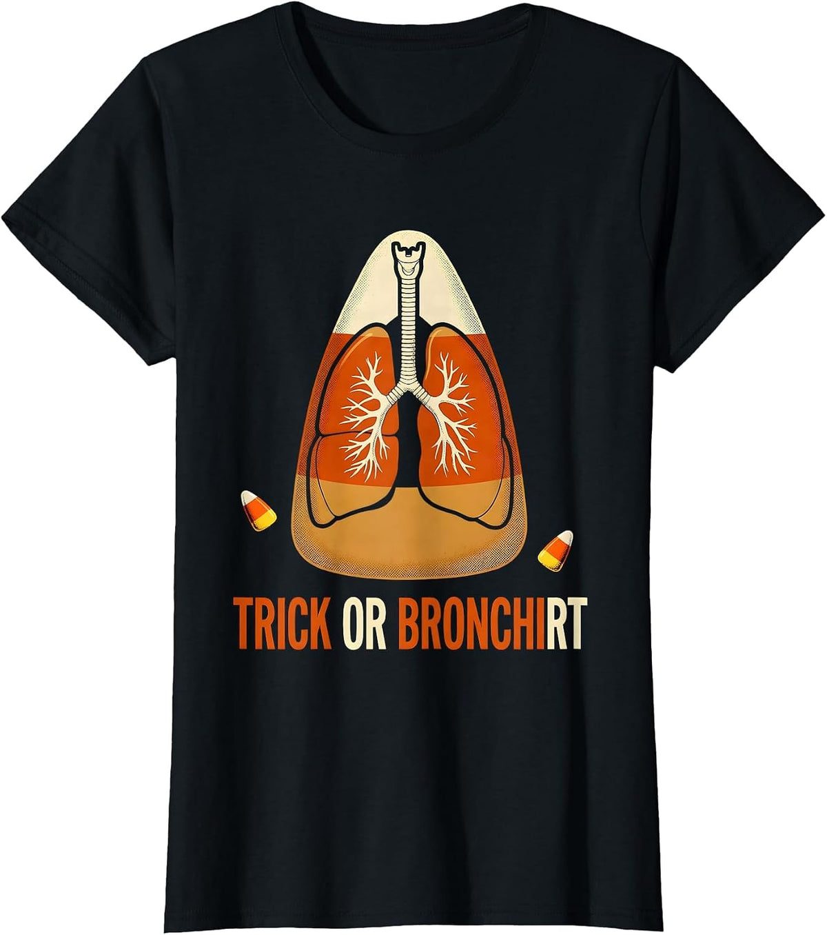 Trick Or Bronchi RT Funny Respiratory Therapist Halloween T-Shirt - Black