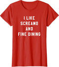 I Like Screamo and FINE Dining Funny Emo Goth Punk Music T-Shirt, Women, Red, XX-Large - As Pictured
