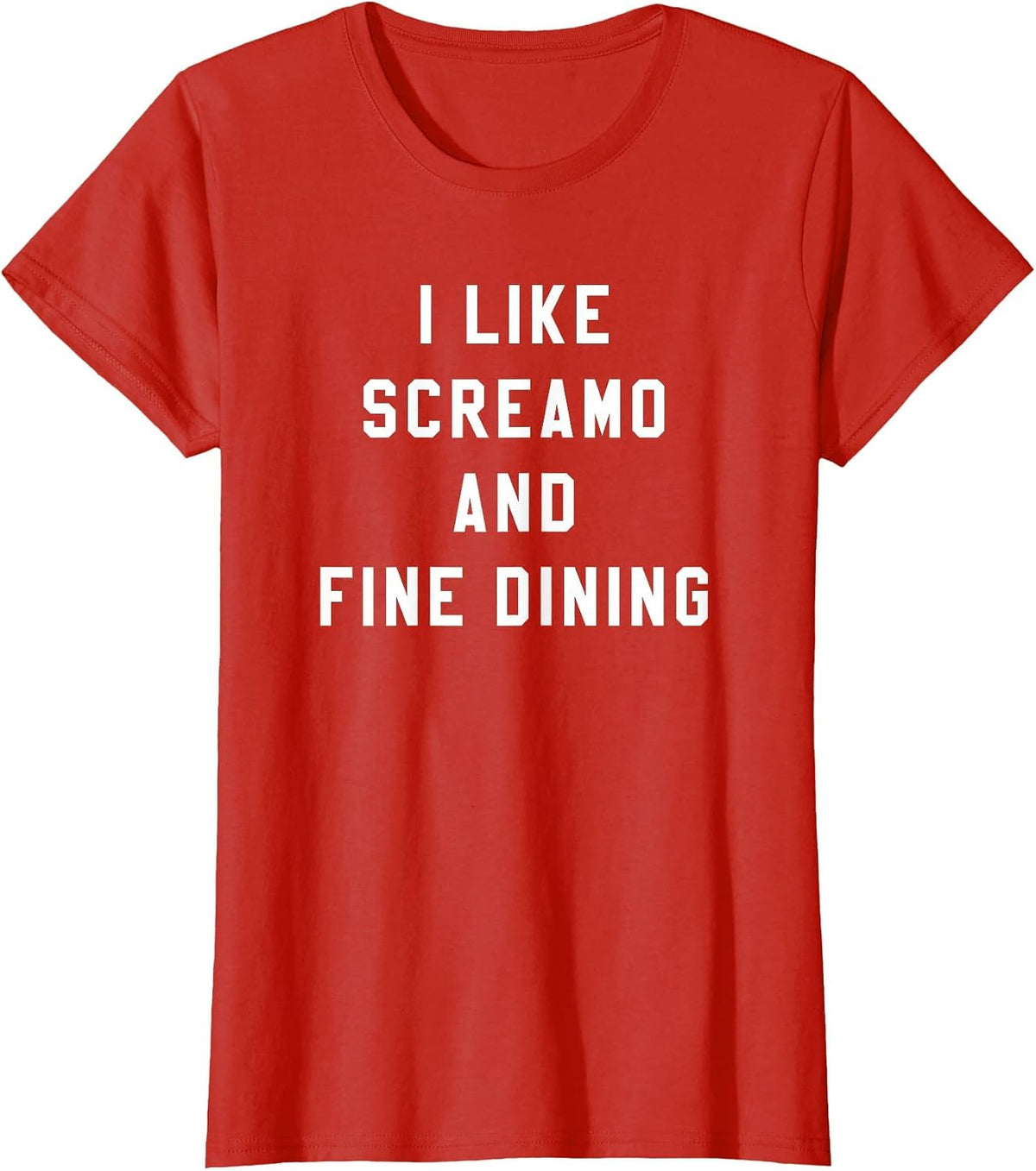 I Like Screamo and FINE Dining Funny Emo Goth Punk Music T-Shirt, Women, Red, XX-Large - As Pictured
