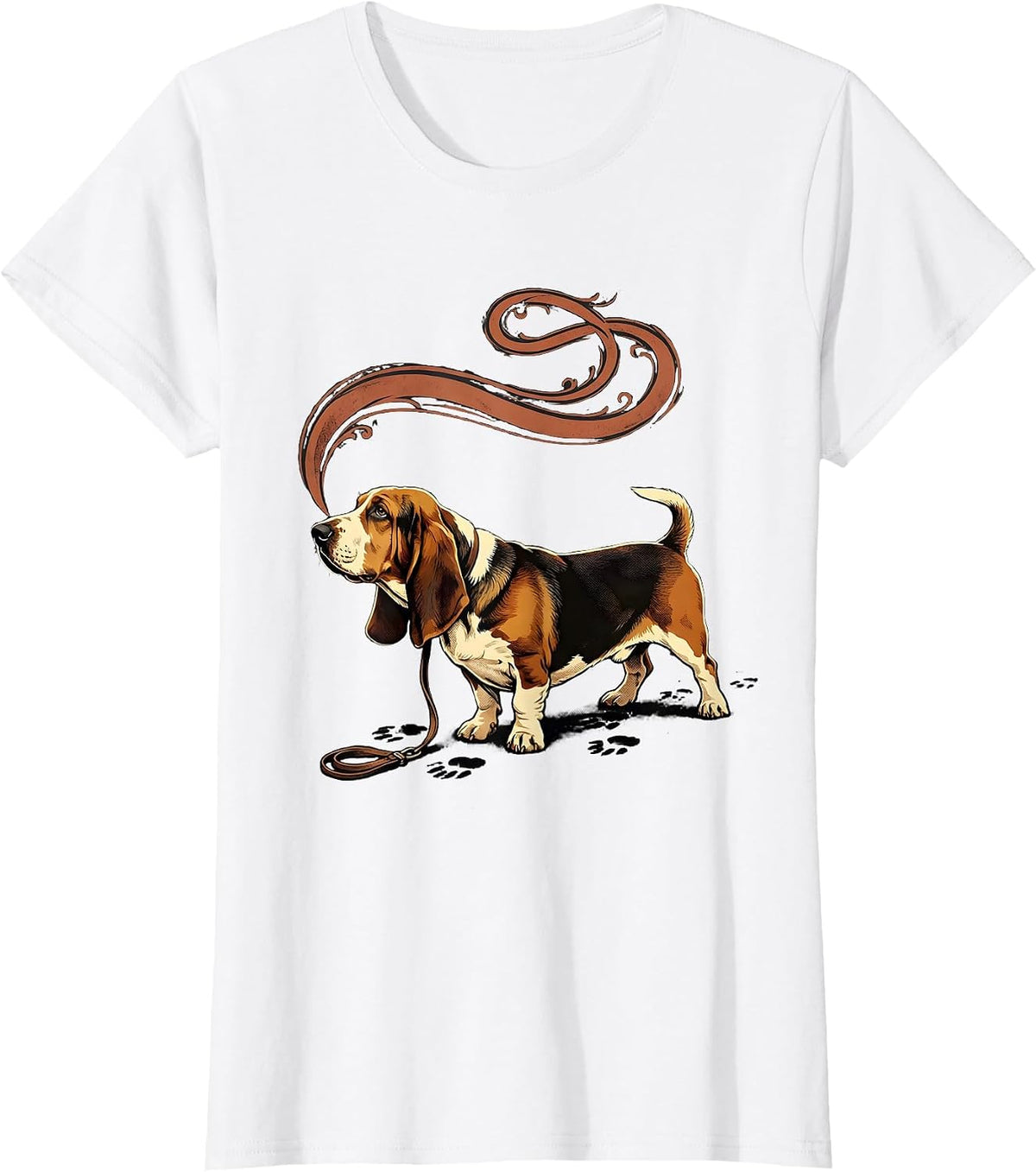 Basset Hound Low-Slung Dog Breed Deadpan Humor T-Shirt - White