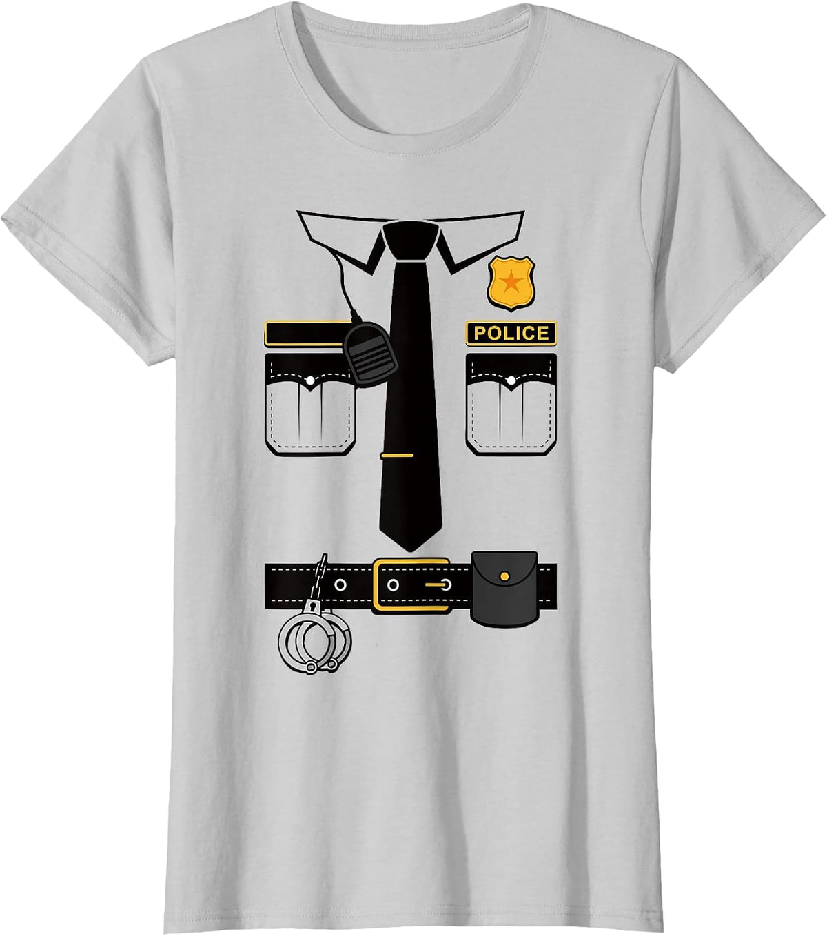 Police Uniform Officer Costume T-Shirt - Silver Grey