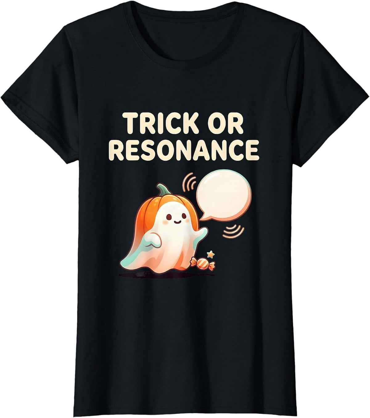 Trick Or Resonance Cute Kawaii Halloween Speech Therapy SLP T-Shirt - Black