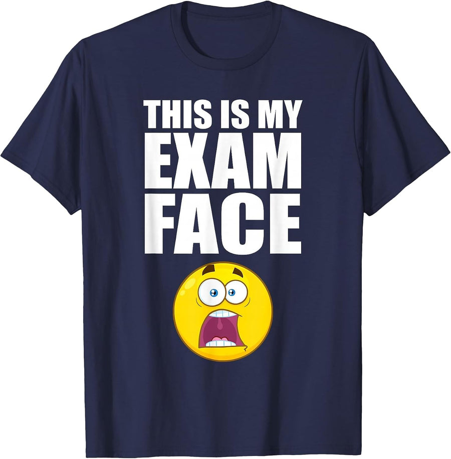 This is My Exam Face Finals Week College High School Funny T-Shirt - Navy Blue