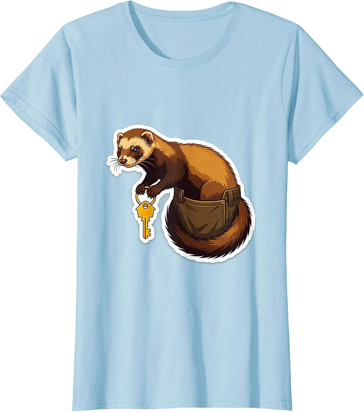 Women's Ferret Hauling Key Funny Ferret Lover Gift T-Shirt - Baby Blue