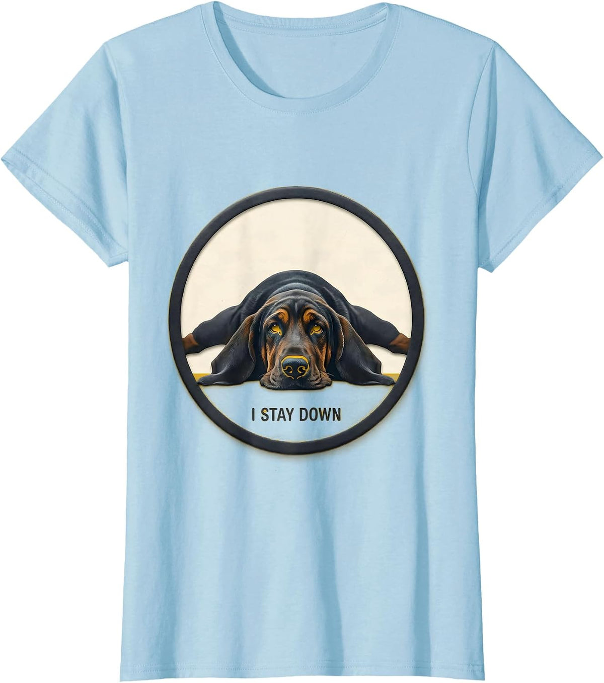 Women's I Stay Down Funny Basset Hound Dog Lover Gift For Dad T-Shirt - Baby Blue