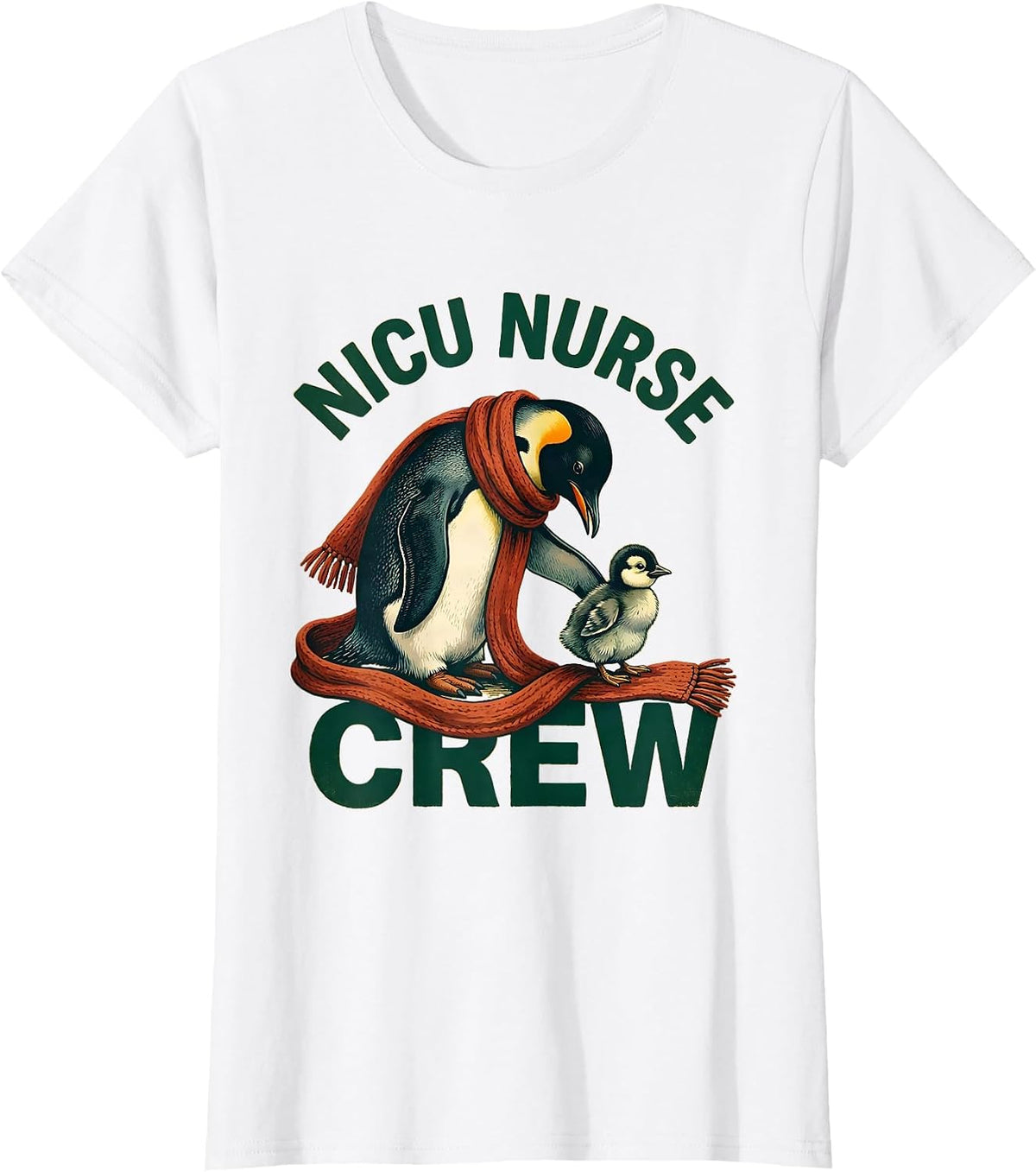Women's NICU Nurse Crew Storybook Penguin Parent Cute Pediatric T-Shirt - White