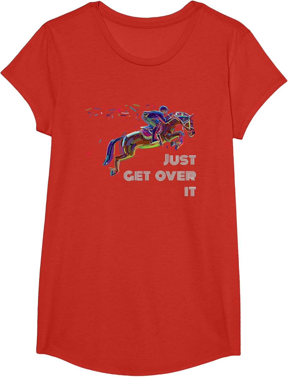 English Horse Show Jumping Just Get Over It T-Shirt - Girls Red