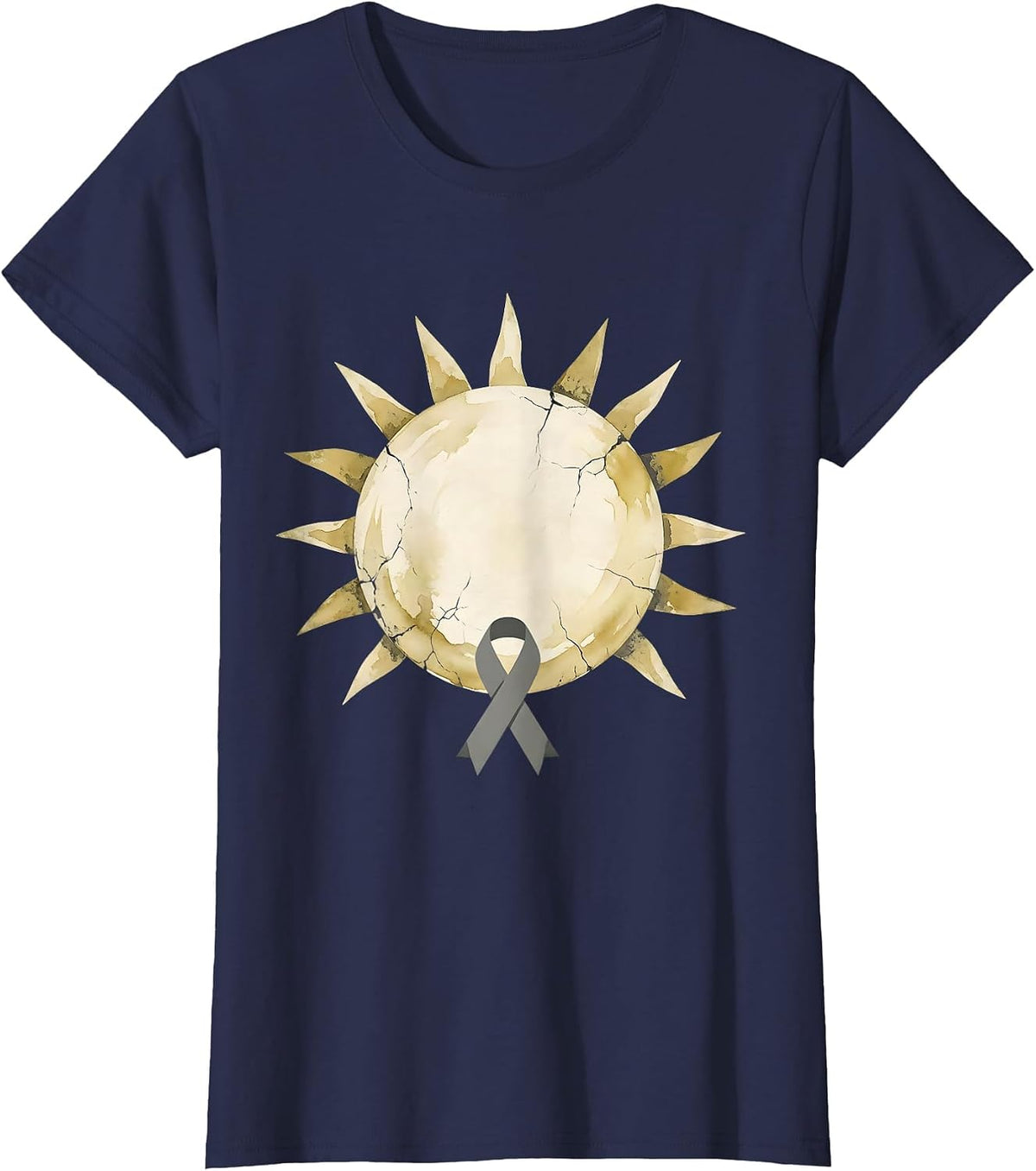 Women's Radiating Sun Boho Faith Parkinson's Awareness Support T-Shirt - Navy Blue