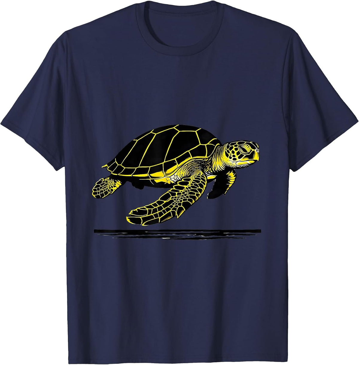 Sea Turtle Stencil Graphic Animal Lover Gift T-Shirt - Navy Blue