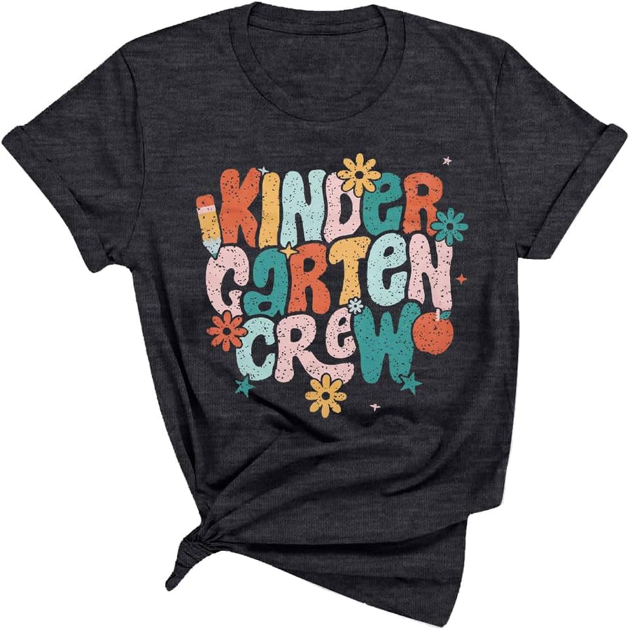 Teacher Shirt Women First Day of School T-Shirt Back to School Tshirts - Kindergarten Grey