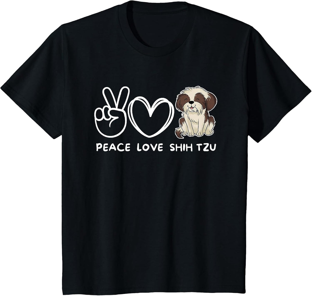Peace, Love Shih Tzu Retro Shih Tzu Lover T-Shirt - Black