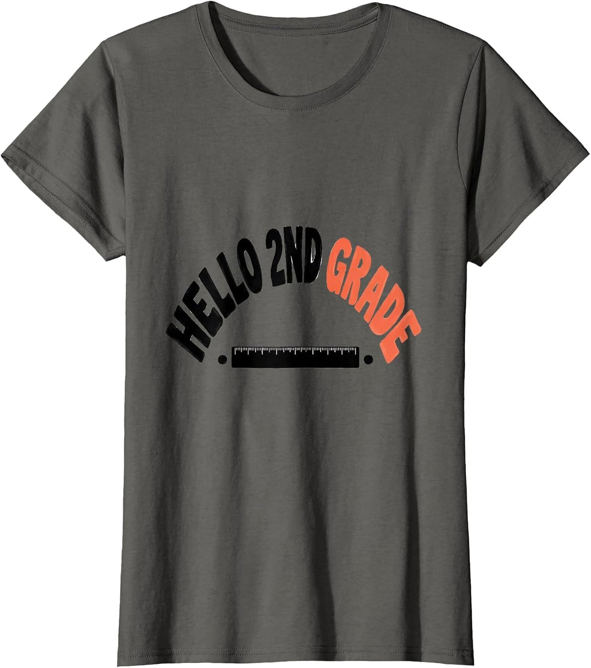 Women's Hello 2nd Grade Typography Back To School Grade Level Team T-Shirt - Asphalt Grey