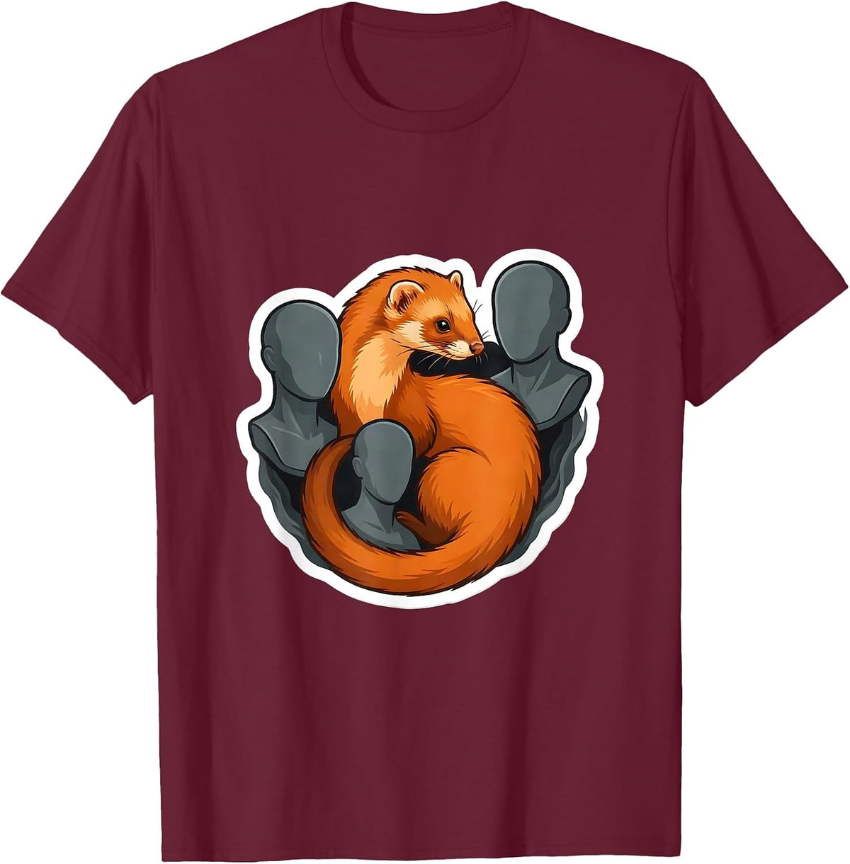 Ferret Makes Humans Make My Head Hurt Funny Pet Lover Gift T-Shirt - Burgundy
