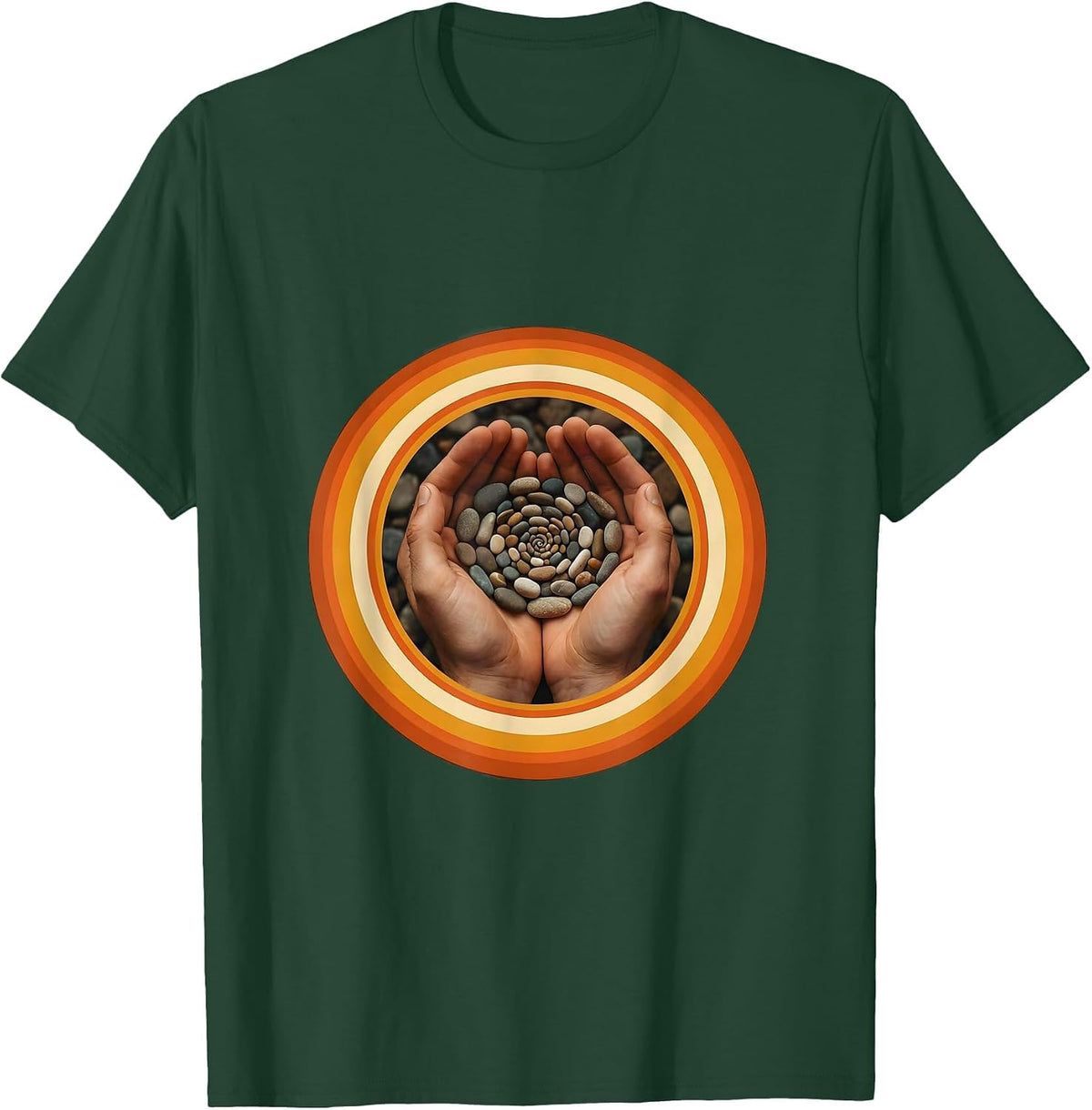 Autism Awareness Pebble Spiral Arrangement Art T-Shirt - Dark Green