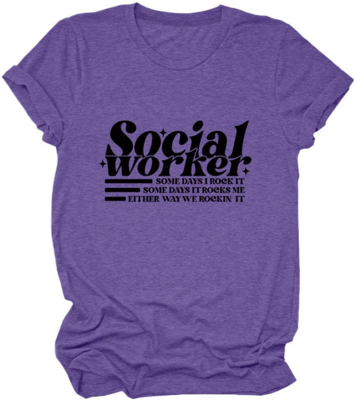 Social Worker Tshirt Women Retro Mental Health Crewneck Graphic Shirt Social Work Month Casual Short Sleeve Tees Tops -