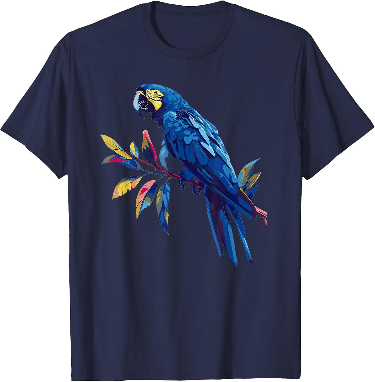 Hyacinth Macaw Retro T-Shirt - Navy Blue