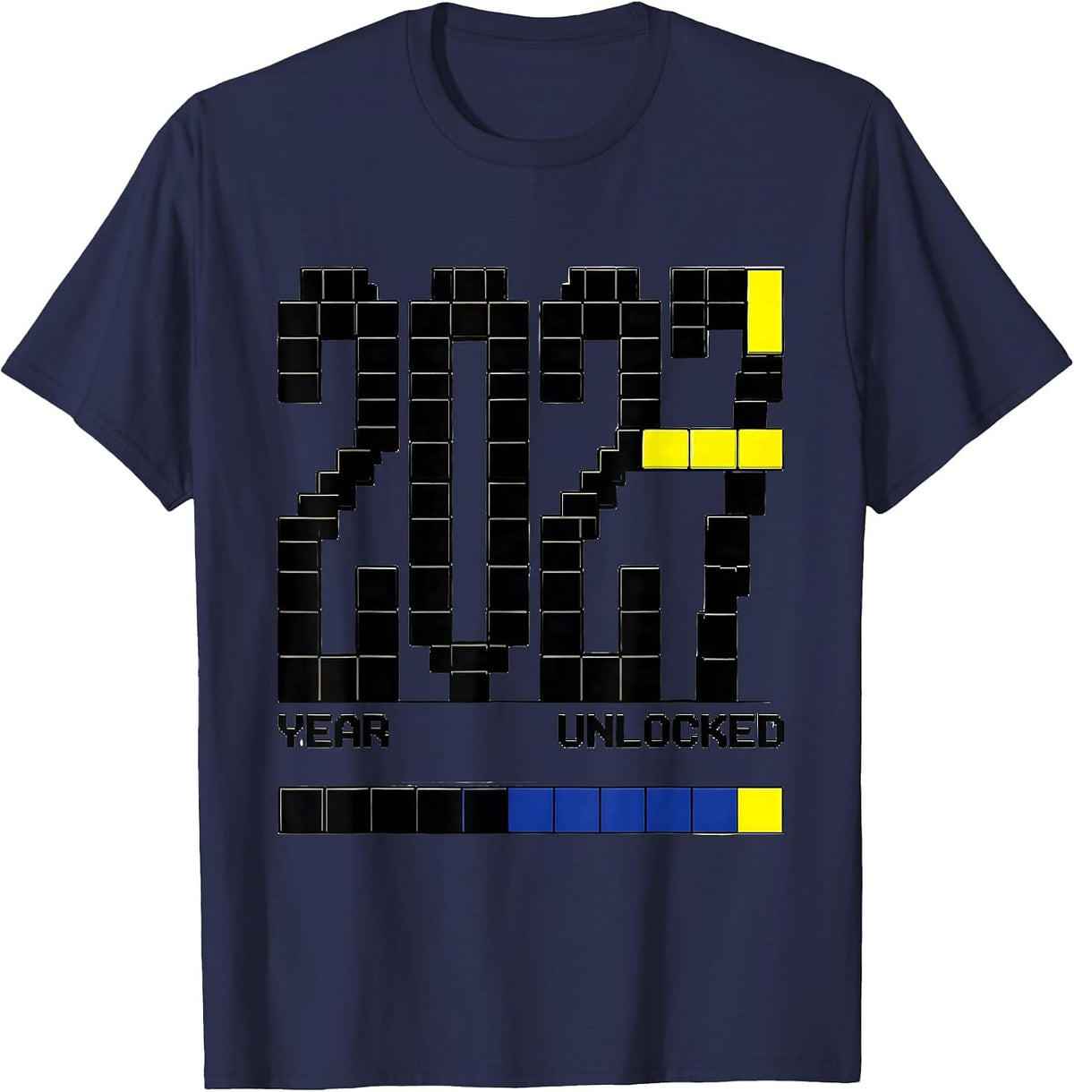 Men's Year 2027 Unlocked Funny Gamer RPG Video Game Procrastinator T-Shirt - Navy Blue